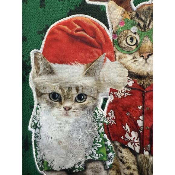 Party Sweater Chrismtas Ugly Size L Meowy Catmas Graphic Novelty Funny Holiday - Picture 6 of 11